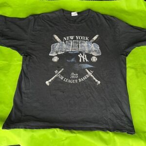 Vintage New York Yankees CSA Graphic T-Shirt Distressed Black MLB Mens XL